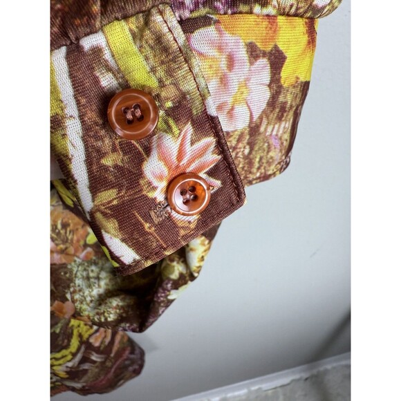 VINTAGE 70'S Bordin Knits Picture Long Sleeve Shirt Button Down Floral Fall - Picture 5 of 8